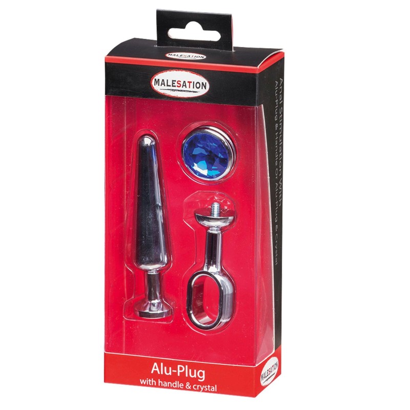 MALESATION Alu-Plug with handle & crystal medium, chrome